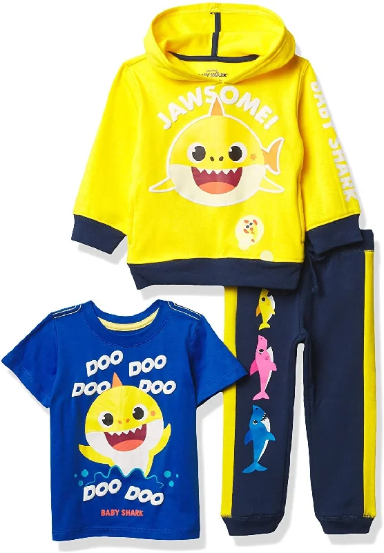 Casual Fit Wear Pinkfong Baby Shark Graphic Hoodie, T-Shirt, & Jogger Sweatpant, 3-Piece Athleisure Outfit Bundle Set-Toddler Boys Casual Fit Wear Pinkfong Baby Shark Graphic Hoodie, T-Shirt, & Jogger Sweatpant, 3-Piece Athleisure Outfit Bundle Set-Toddler Boys