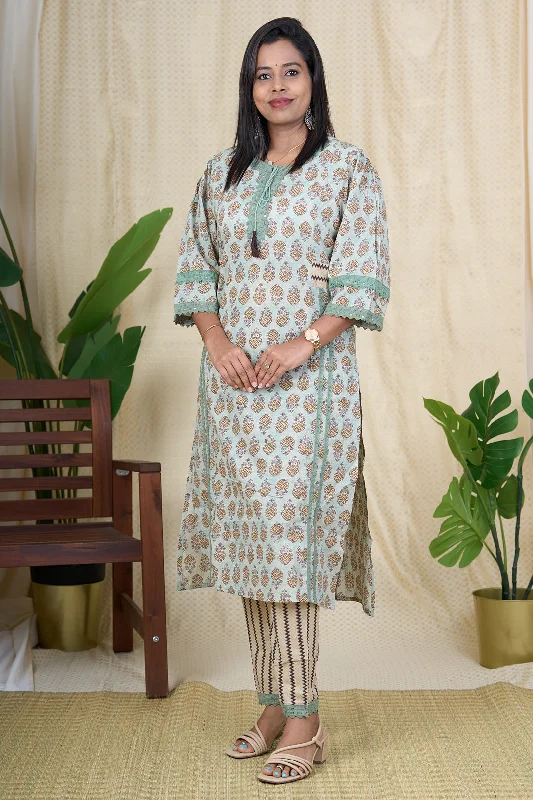 Energy Plan Cotton Kurta Set for Women - Hand Block Printed Kurta Sets for Ladies