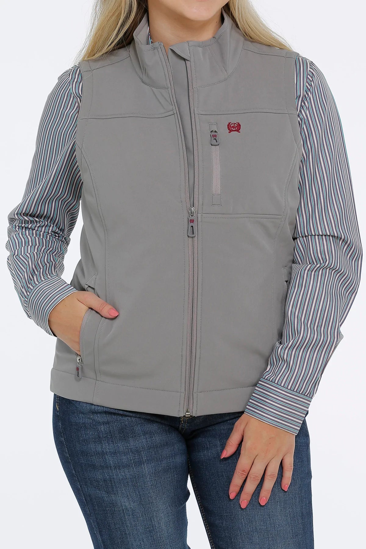 Elegant Temperament Cinch Women's Grey Concealed Carry Bonded Vest