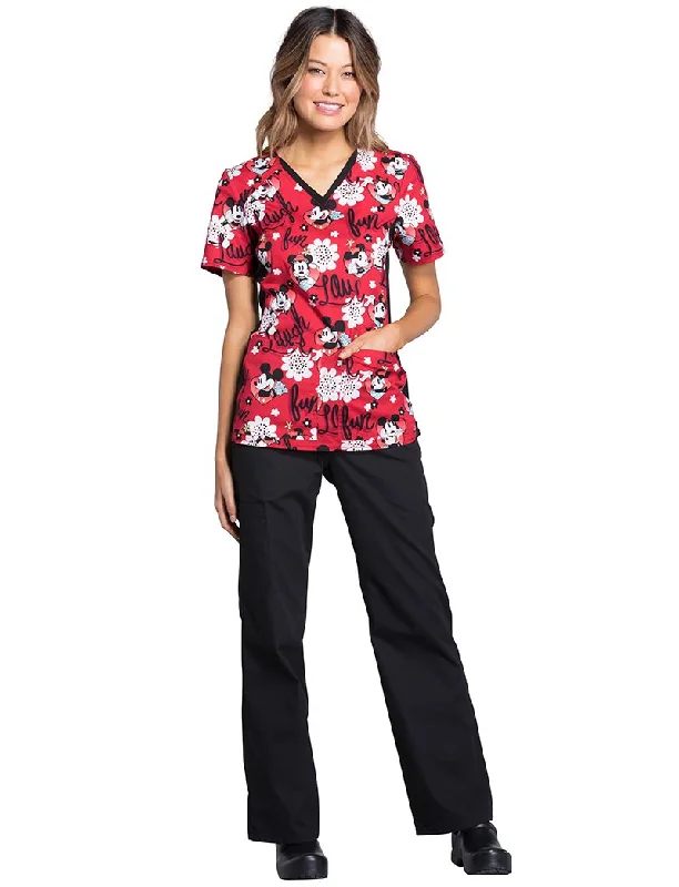 All-Day Outfits Cherokee Tooniforms Women's V-Neck Knit Panel Mickey Mouse Print Scrub Top X-Large Print All-Day Outfits Cherokee Tooniforms Women's V-Neck Knit Panel Mickey Mouse Print Scrub Top X-Large Print