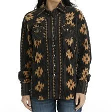 Elegant And Simple Cinch Women’s Southwestern Print Polar Fleece Shacket