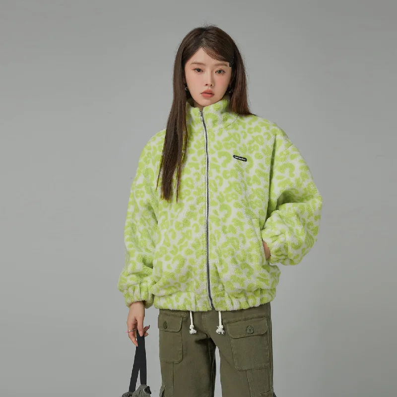 Cozy Fashion Million Dollar Seeker Leopard Fleece Loose Fit Jacket