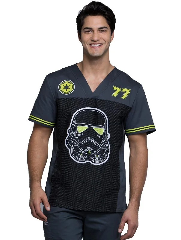Cute Design Cherokee Men Scrubs Top V-Neck TF702, XS, Trooper 77