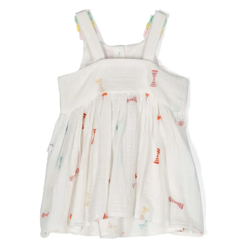 Smart Casuals White Embroidered Bow Dress Set