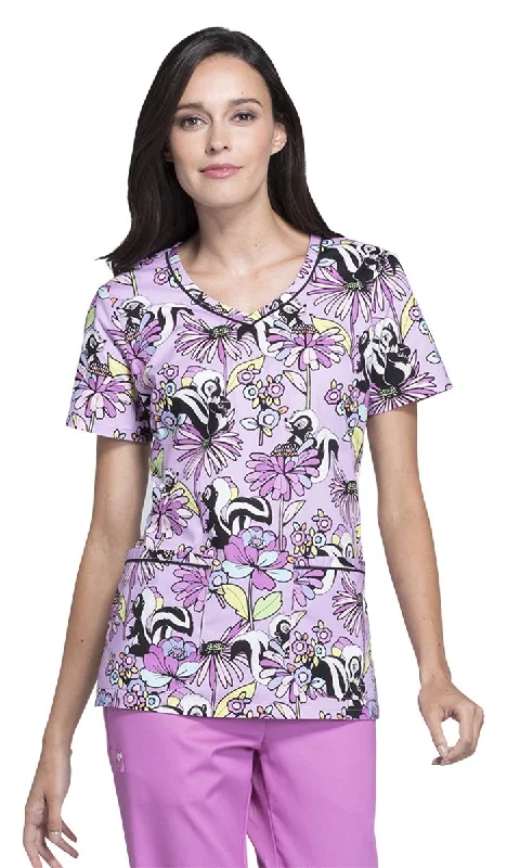 All-Day Wear Tooniforms Women's V-Neck Top_Call Me Flower_S,TF633
