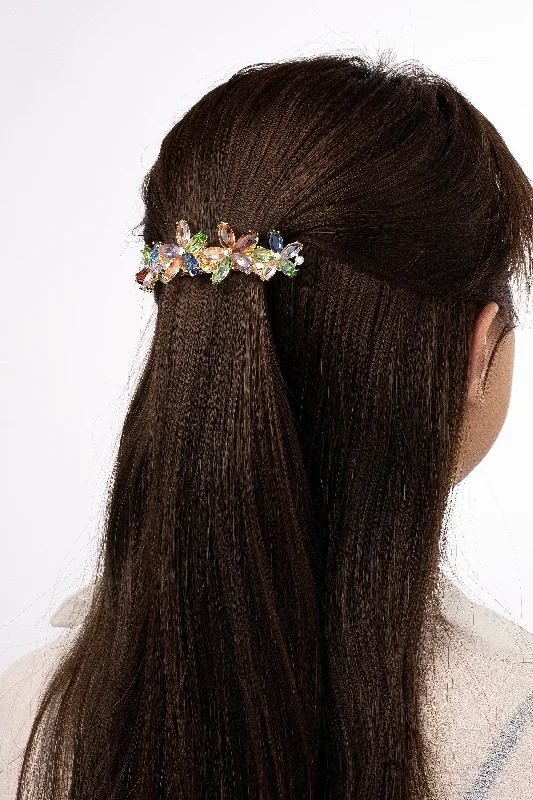 Youthful Street Fashion Gemstone Flower French Barrette