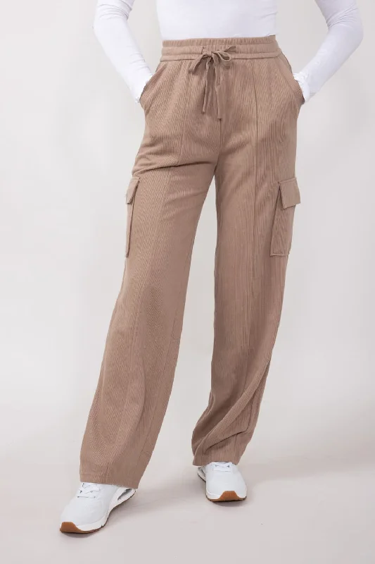 Casual Choice Drawstring Cargo Sweatpants for Women in Taupe | CARGO-TR1-TAUPE