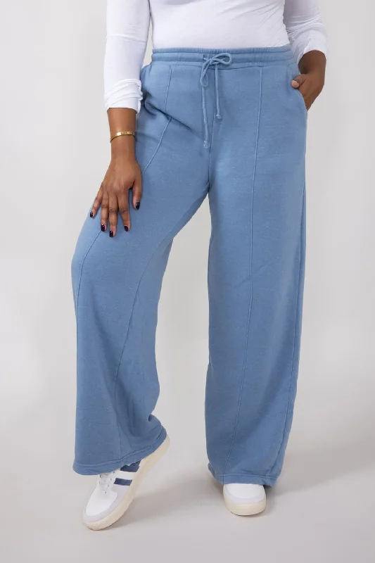 Relaxed Tops Knit Lounge Pants for Women in Gray Blue | DZ24E895-GRAYBLUE