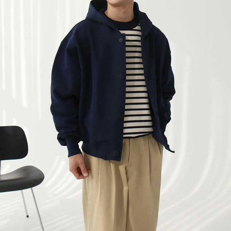 Breezy Style Button Down Hooded Jacket