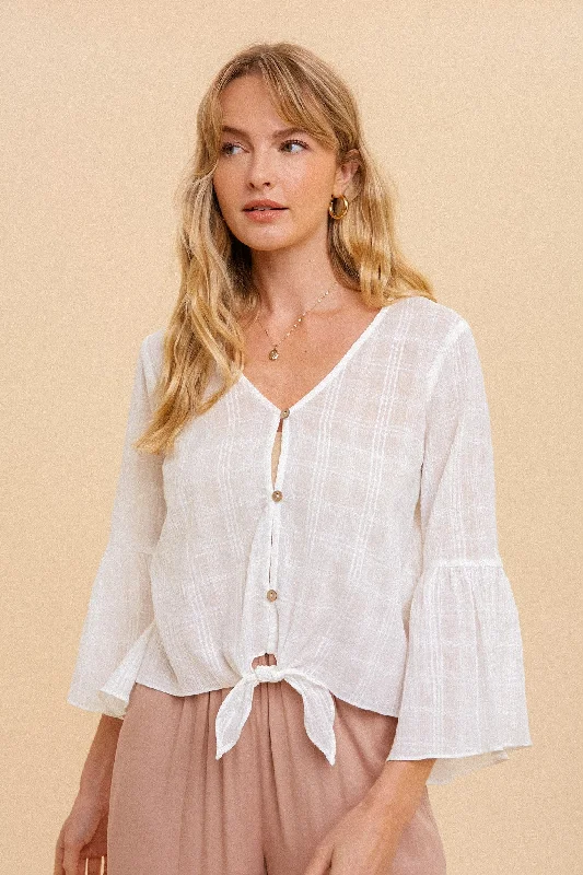 Fresh Wear Front Tie Cotton Button Down