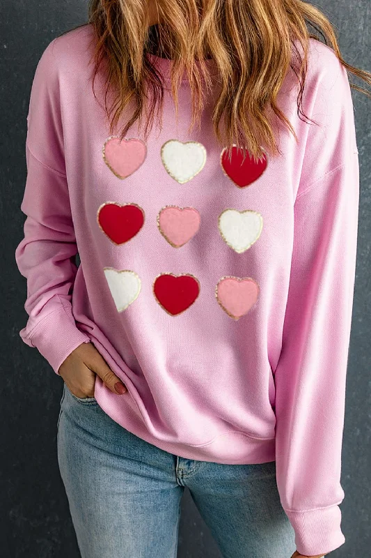 Noble Temperament Contrast Heart Long Sleeve Sweatshirt
