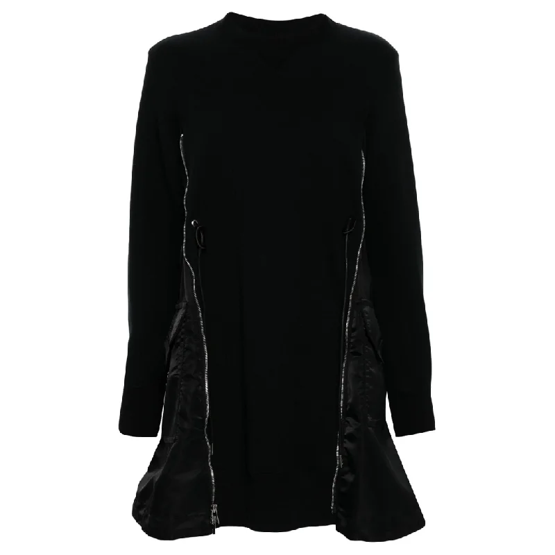 Elegant Style Sponge Sweat x Nylon Twill Dress