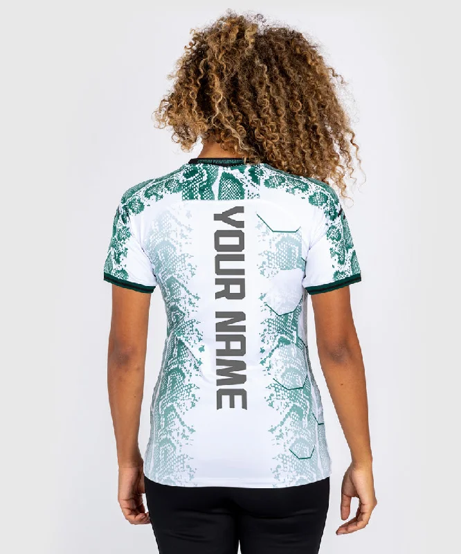 Slim Fit UFC Adrenaline by Venum Personalized Authentic Fight Night Women’s Walkout Jersey - Emerald Edition - White/Green