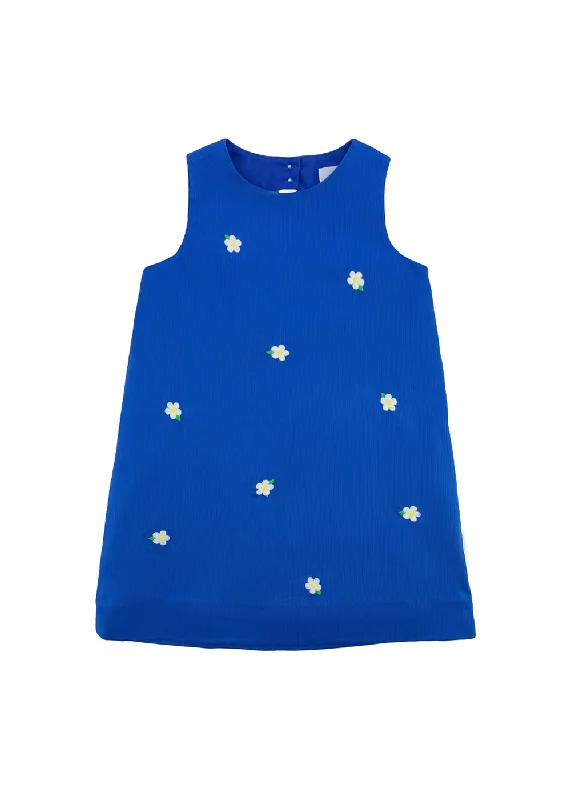 Soft Clothing Finewale Pique Dress With Embroidered Flowers