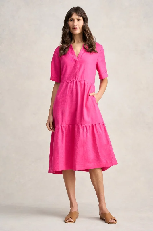 Fashionable In The Times Tiered Linen Dress