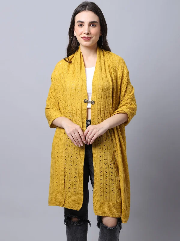 New Design Women's Casual  Mustard All over Pointelle pattern  Stole
