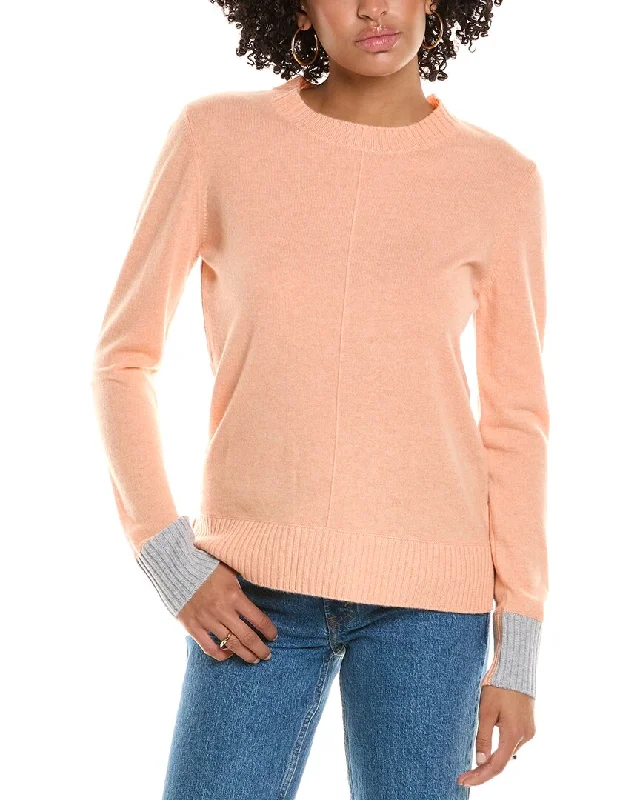 Light Comfort Forte Cashmere Contrast Trim Crew Cashmere Sweater