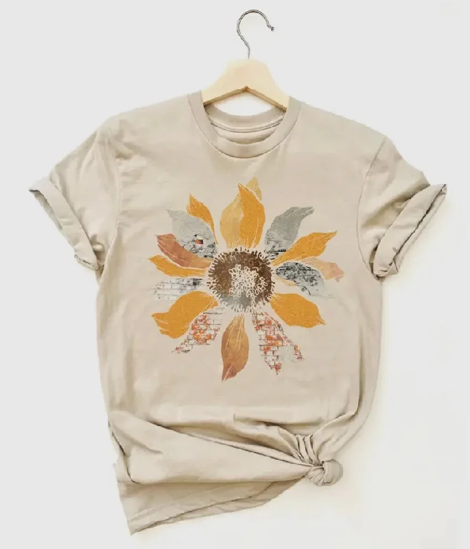 Versatile Style Grunge Sunflower Soft Printed Tee