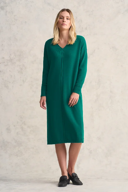 Stylish Comfort Merino V Neck Knit Dress