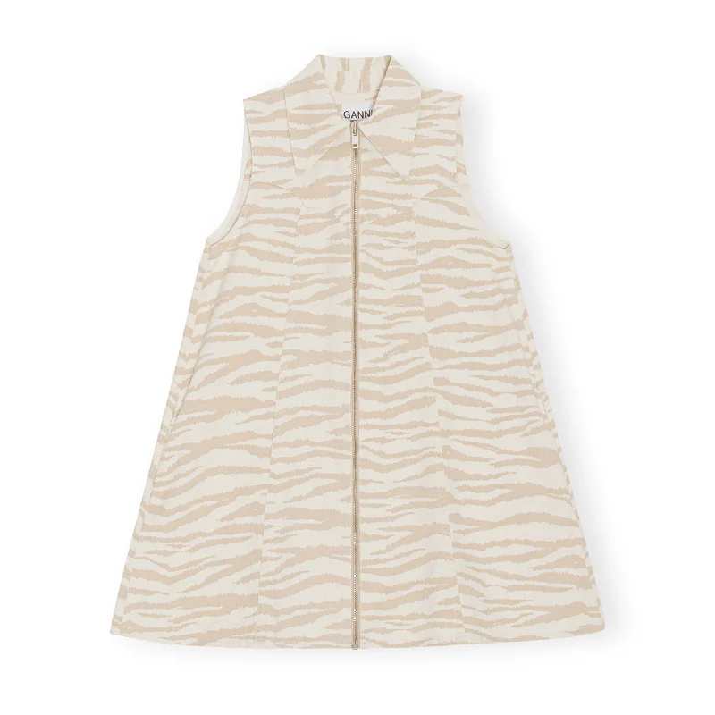 High-quality Fabrics Print Denim Mini Dress