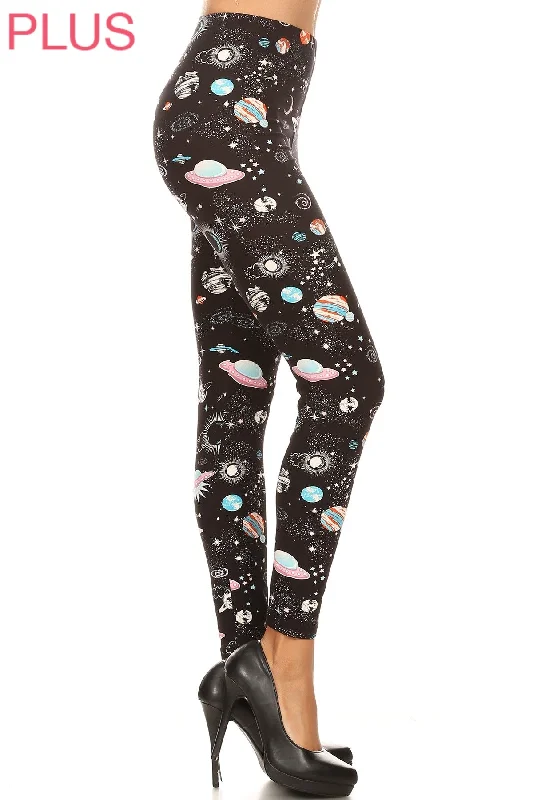 Simple Comfort Plus Size Galaxy Leggings