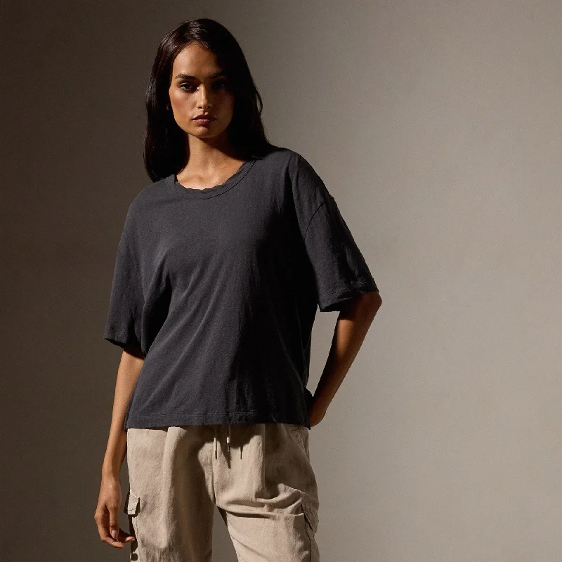Simple Style Cotton Jersey Crew Tee - Magma