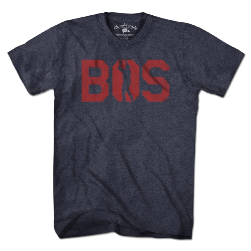 Eye-catching Personality BOS Baseball Point T-Shirt