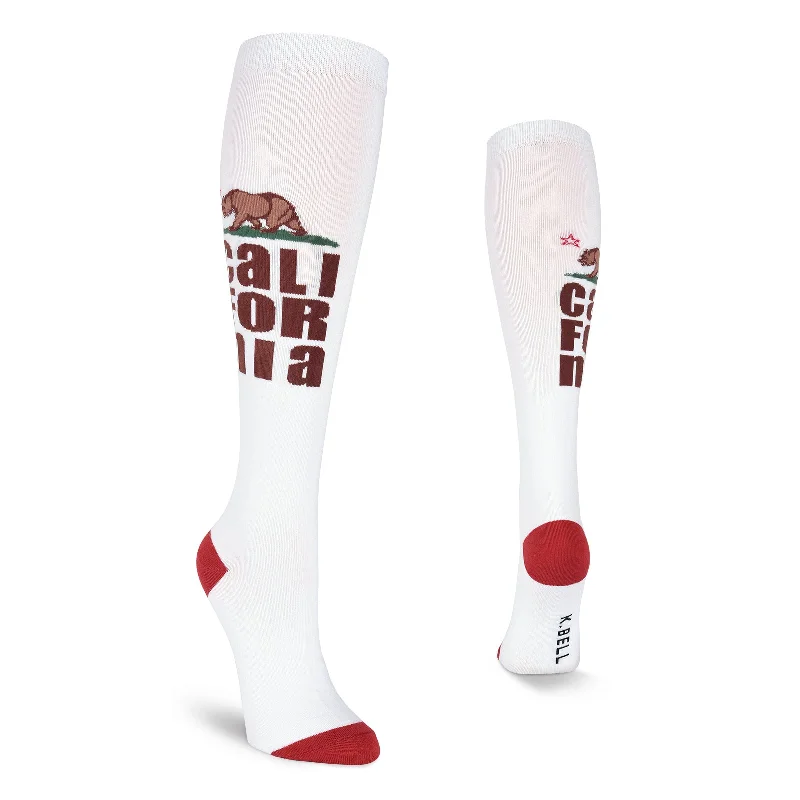 Casual Ease California Knee High White Socks