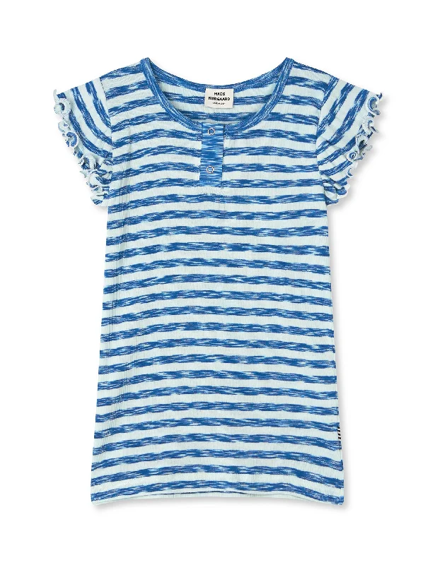 Easy-to-Wear 2x2 Cotton Stripe Cinne Tee, 2x2 Stripe Multi Blue