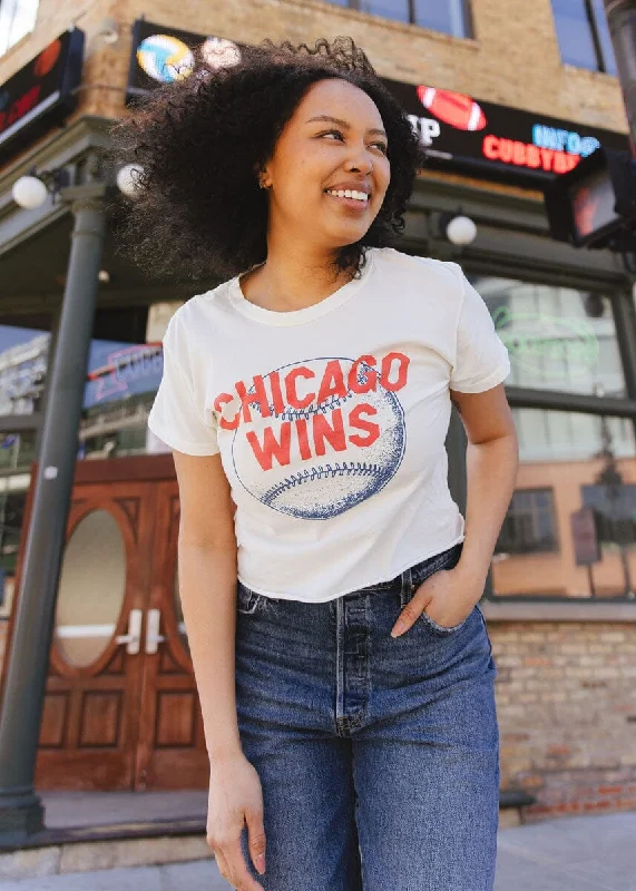 Exclusive Customization Chicago Wins Baseball Vintage Crop T-Shirt