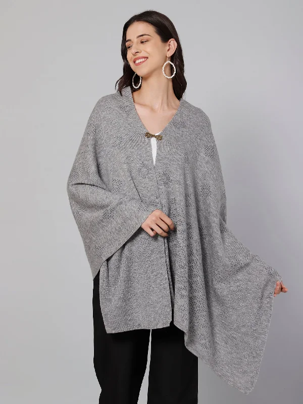 Fashionable Inner Wear Women's Casual  Grey Melange Self design Jacquard  Stole