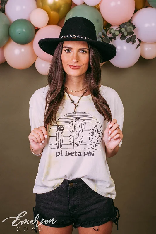High-end Fabrics Pi Phi Yellow Tie Dye Crop Recruitment Tee
