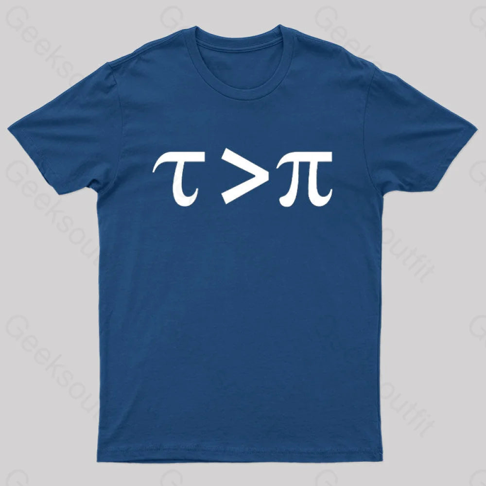 Dessert Matching Tau is Greater Than Pi Black Text Nerd T-Shirt