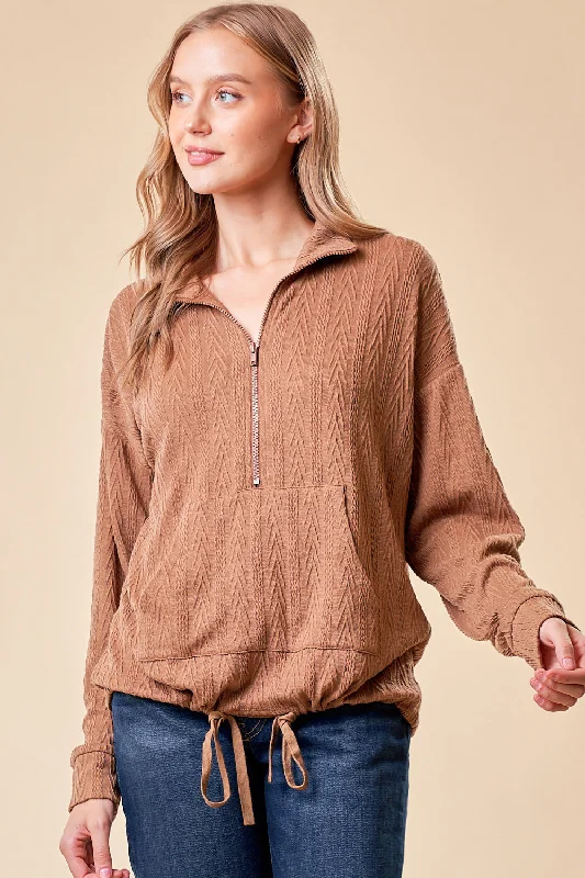 All-Day Outfits Half Zip-Up Top