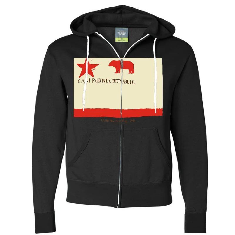 Comfortable Wear California Republic Bear Flag 1846 Zip-Up Hoodie