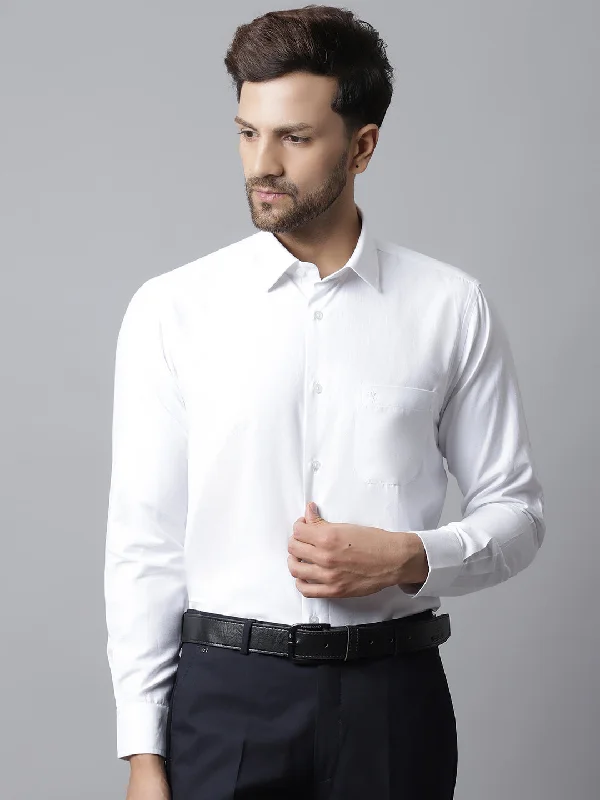 Stylish Wear Men's White Formal Plain Full Sleeve Shirt