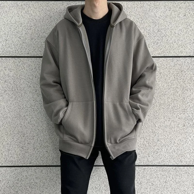 Soft Layers Basic Velvet Hooded Zipper Cardigan