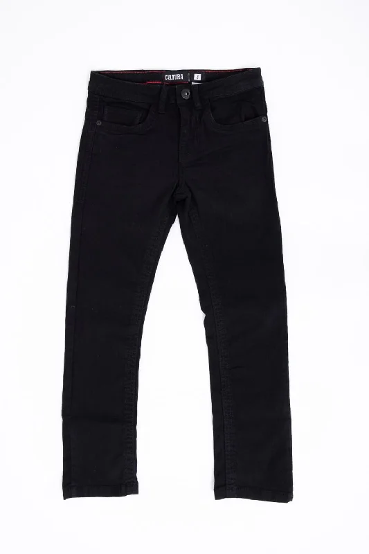 Fashion Concept Youth Black Slim Fit Stitch Pocket Jeans for Boys | BCP99083-BLACK