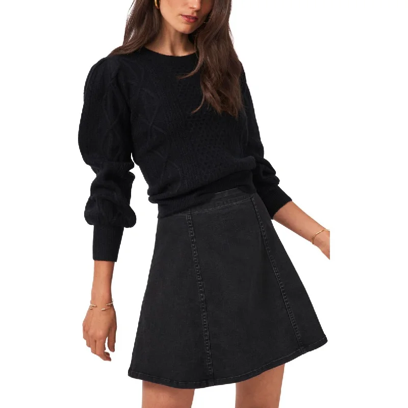 Warm Winter Series Midnight Garden Womens Cable Knit Crewneck Pullover Sweater