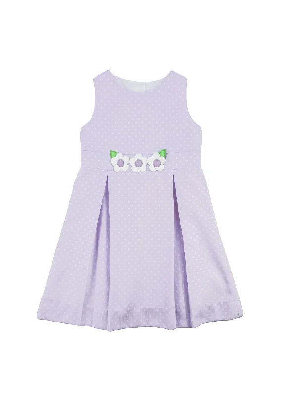 Fashion Must-have Pastel Party Dot Pique Dress With Flowers