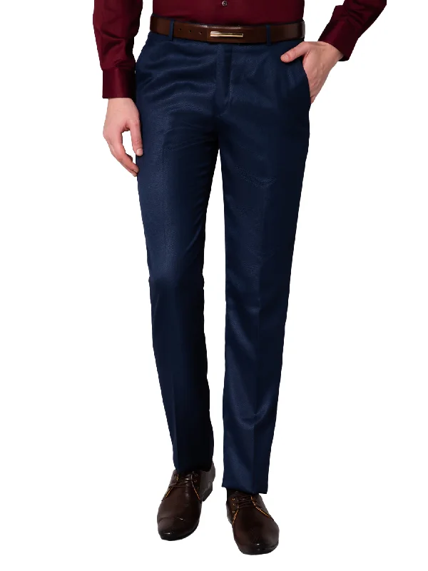 Fashion Classic Men's Formal Flat front Navy Blue  Trousers