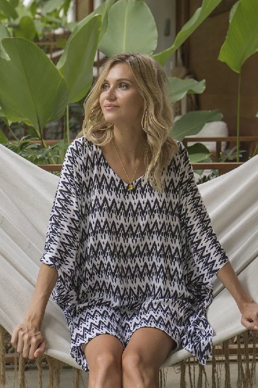 Fashion Concept SHU-SHI Women's Short Beach Poncho Dress Kaftan - Loose Swimsuit Cover Up Top