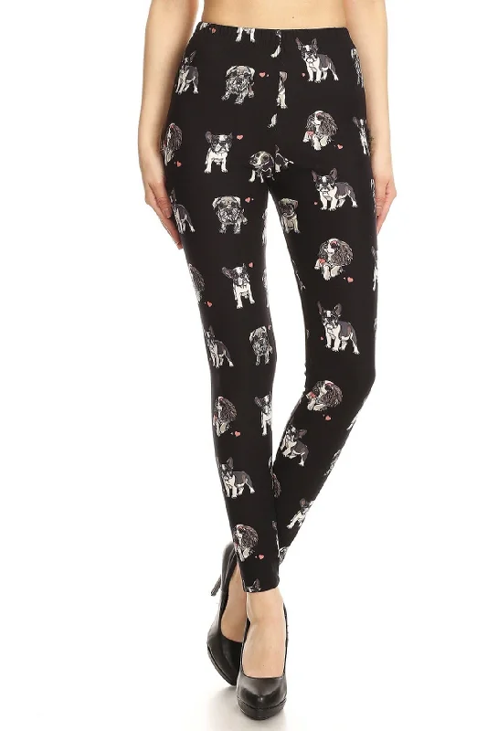 Comfortable Tops Dog & Heart Printed Leggings