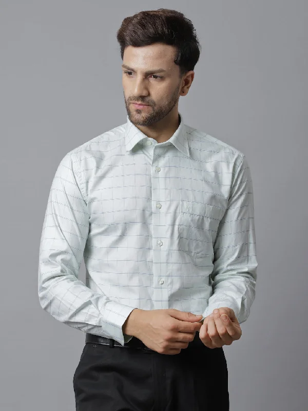 Effortless Wear Men's Light Green Formal Medium Checks Full Sleeve Shirt