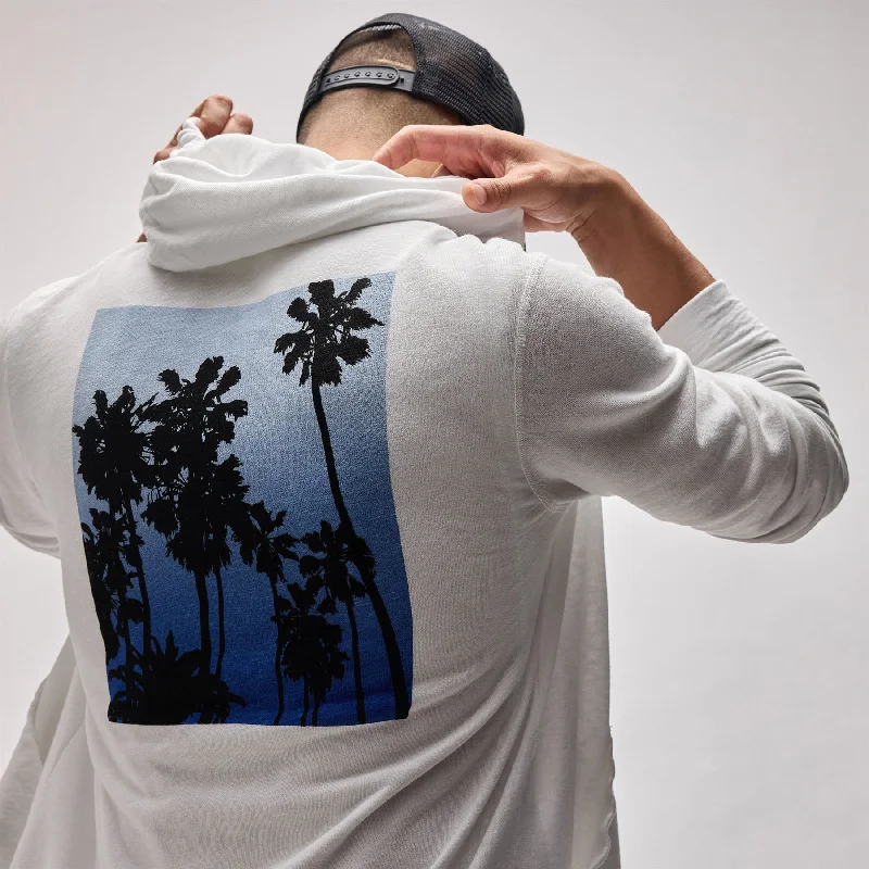 Youthful Vitality Ombrè Palms Graphic Hoodie - White/Blue