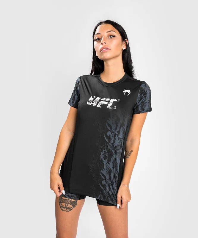 European And American Style UFC Venum Authentic Fight Week Women's Performance Short Sleeve T-shirt - Black