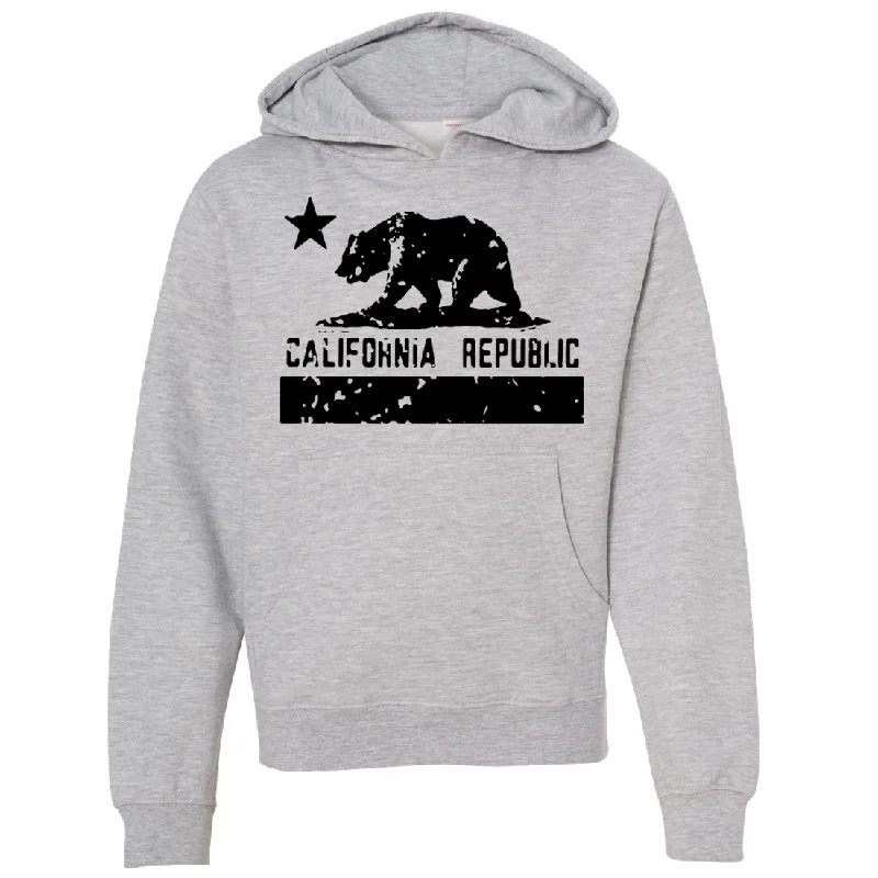 Soft And Comfortable California Flag Black Print Silhouette Premium Youth Sweatshirt Hoodie