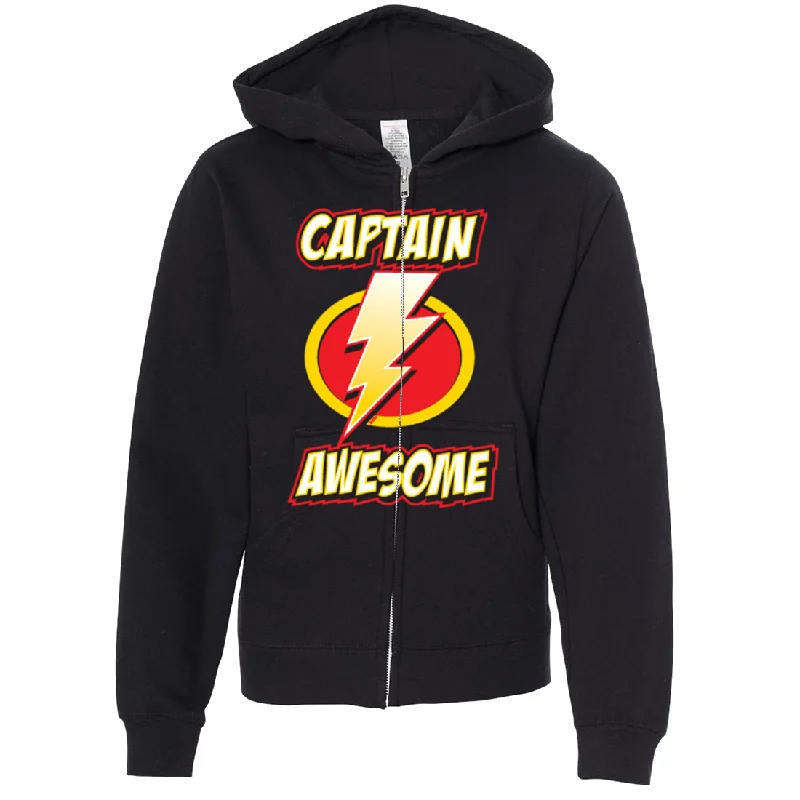 Fashion Design Captain Awesome Premium Youth Zip-Up Hoodie