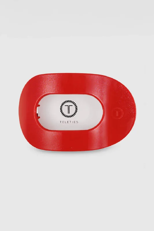 Classic Style Teleties Large Flat Round Hair Clip in Rudolph Red | TT-FCL01-110