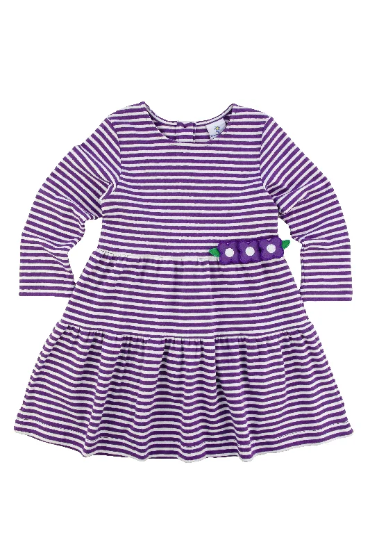 Comfortable Tops Stripe Knit Dress With Flowers